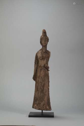 Wood Carved Lady Statue from Northern Qi