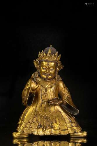 Copper and Golden Mahath Statue from Qing
