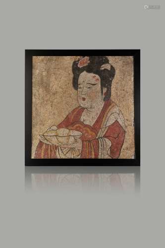 Lady Statue Wall Painting from Tang