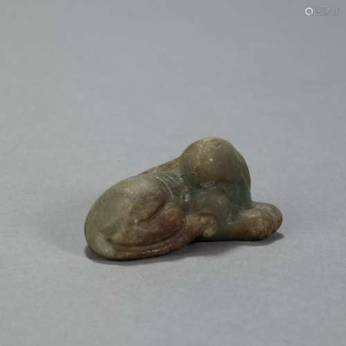Green Jade Ornament in dog form from Yuan