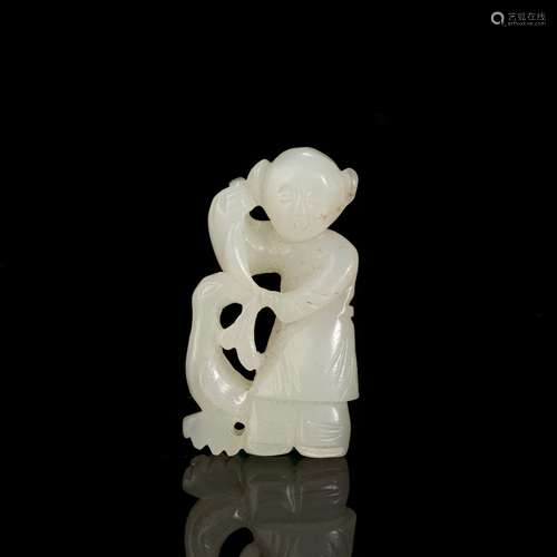 HeTian Jade in Child Statue from Yuan