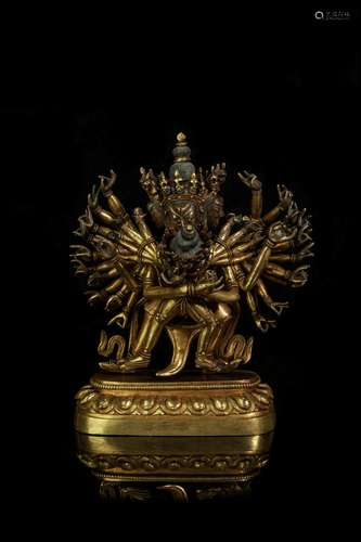 Copper and Golden Mandkesvara Statue from Ming