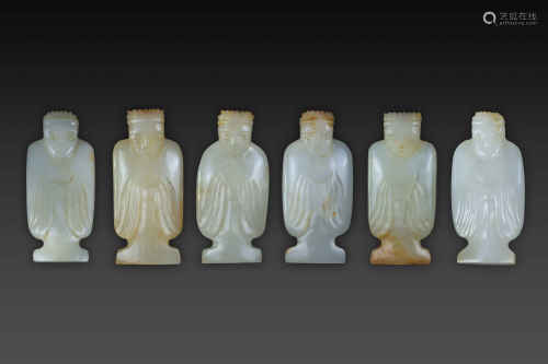 A set of HeTian Jade Human Statue from Han