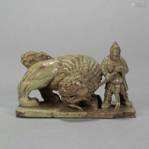 Tophus Human Train Lion Statue from Yuan