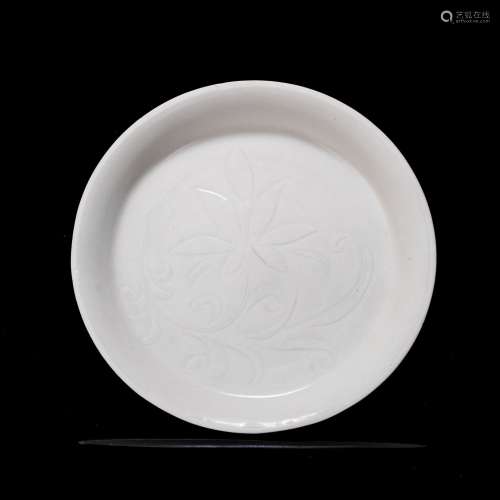 Ding Kiln Carved Floral Plate from Song