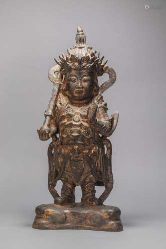 Copper and Golden WeiTuo Buddha Statue from Ming