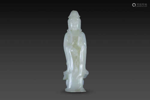 HeTian Jade Avalokitesvara Statue from Qing