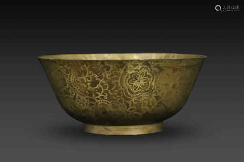 Copper Tracing Golden Bowl from Qing