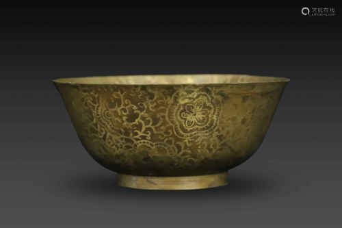 Copper Tracing Golden Bowl from Qing