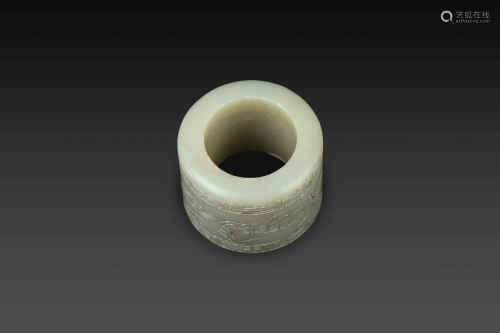 Jade Ring with Plant Grain from Qing