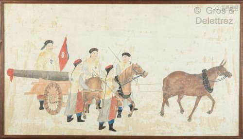 Chine, XXe siècle Peinture à l’encre et couleur s…
