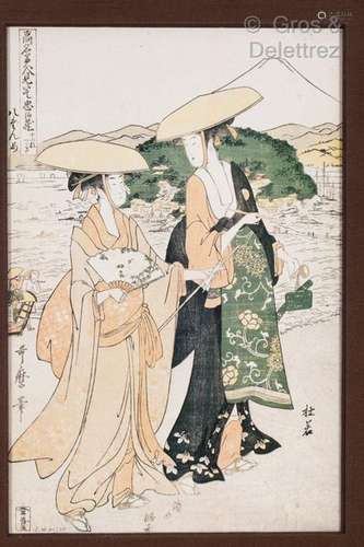 UTAMARO KITAGAWA Deux courtisanes Estampe portan…