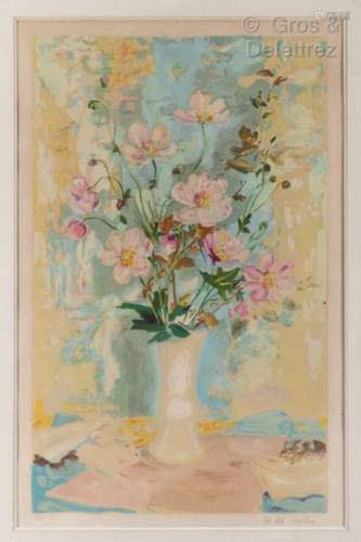 LE PHO (1907 2001) Vase de fleurs Lithographie e…
