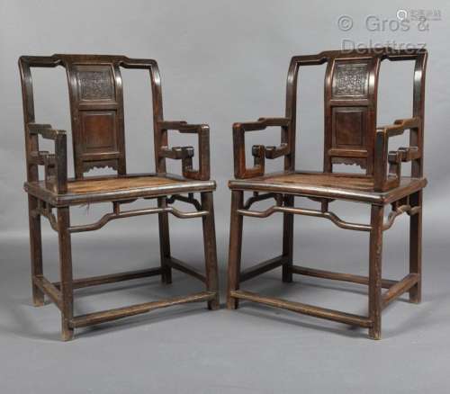 Chine, fin XIXe siècle Paire de fauteuils en bois…