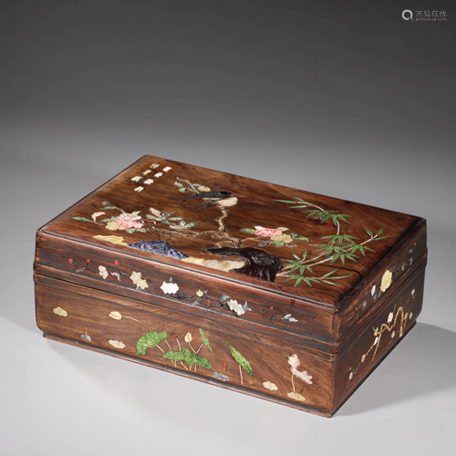 ANCIENT CHINESE,A HARDSTONE-INLAID HUANGHUALI …