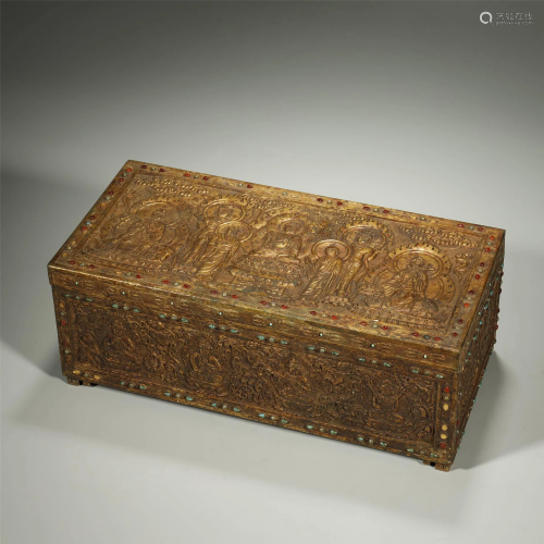 ANCIENT CHINESE,GILT-BRONZE BUDDHIST SUTRAS