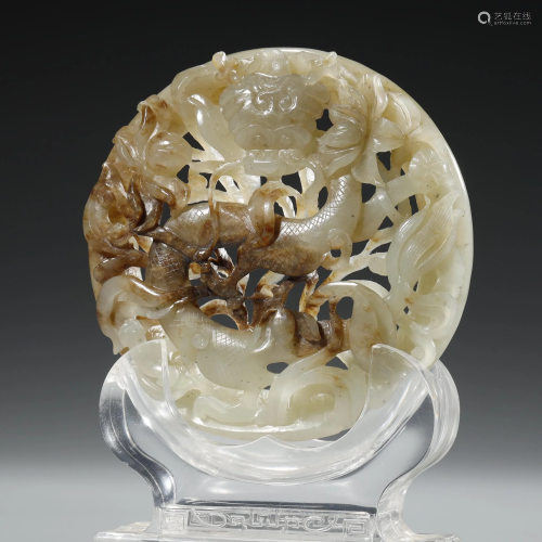 ANCIENT CHINESE,WHITE JADE CARVING 