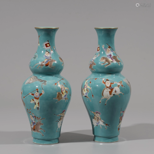 ANCIENT CHINESE,A PAIR OF FAMILLE-ROSE VASES