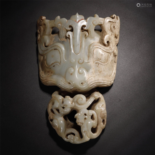 ANCIENT CHINESE,JADE CARVING BELT BUCKLE