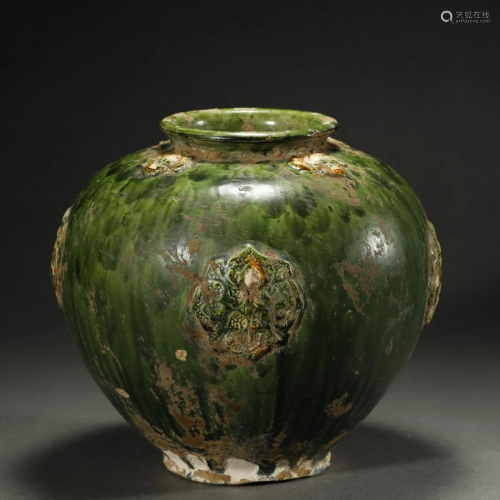 ANCIENT CHINESE GREEN-GLAZED JAR