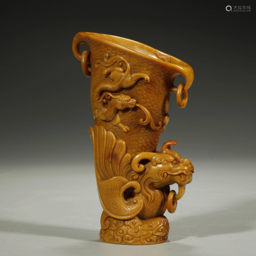 CHINESE SHOUSHAN STONE CARVING CUP