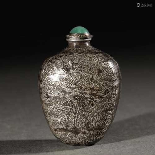 ANCIENT CHINESE,SILVER SNUFF BOTTLE