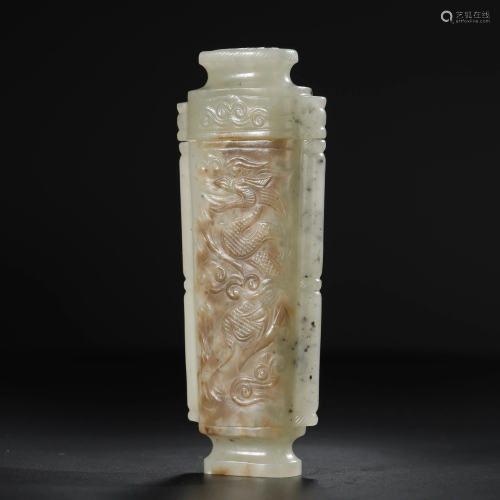 A WHITE JADE CARVING 