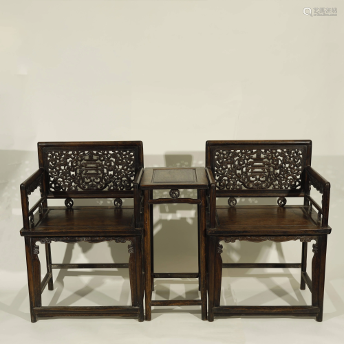 QING DYNASTY,HONGMU WOOD CHAIR AND TABLE
