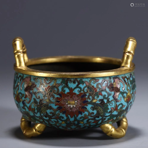 QING DYNASTY,CLOISONNE ENAMEL TRIPOD CENSER