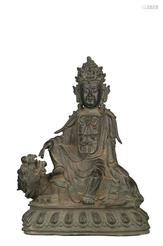 COPPER ALLOY FIGURE OF GUANYIN