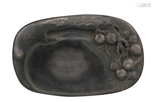 DUAN INKSTONE CARVED WITH PEACH