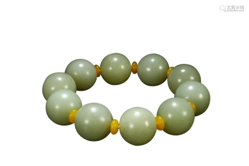 HETIAN JADE BEADED BRACELET