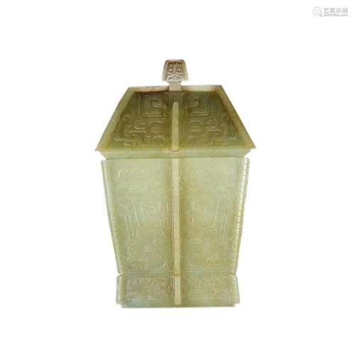 HETIAN JADE VESSEL CARVED WITH TAOTIE