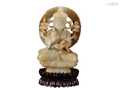 HETIAN JADE FIGURE OF BUDDHA