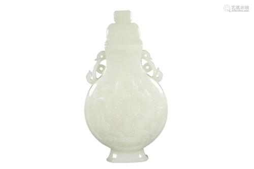 HETIAN JADE VASE CARVED WITH DRAGON