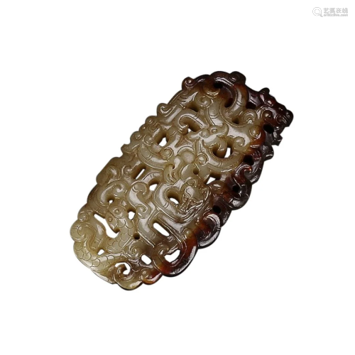 HETIAN JADE PLAQUE CARVED WITH CHILONG
