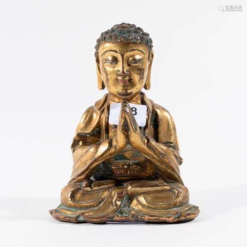 CHINE BUDDHA en position de méditation, bronze dor…