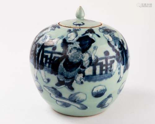 CHINE POT à GINGEMBRE en porcelaine à décor bleu b…