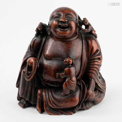 CHINE BUDAÏ entouré de serviteurs, bambou sculpté.…