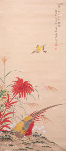 Chinese Ma Jiatong'S Painting Of Flowers And Birds On Paper