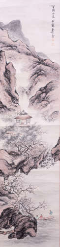 Chinese Painting Of Snow Landscape And Figures