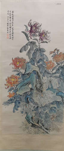 Chinese Mei Lanfang'S Painting Of Flowers On Paper