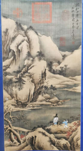 Chinese Cai Jing'S Painting Of Snow Mountain On Silk