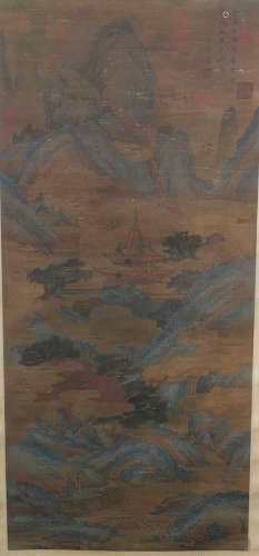 Chinese Dong Yuan'S Painting Of Landscape On Silk