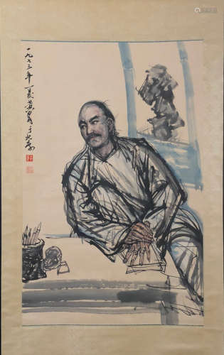 Chinese Huang Zhou'S Painting On Paper
