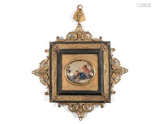 Miniature peinte sur coquillage «Vierge à l'Enfant…