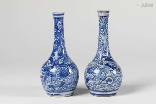 CHINA Pair of small VASES porcelain bottles with b…