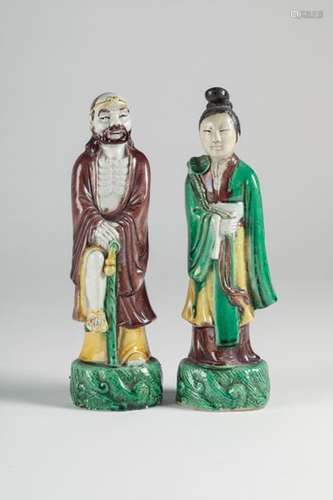 CHINA Pair of Sancai biscuit and enamel SUBJECTS. …