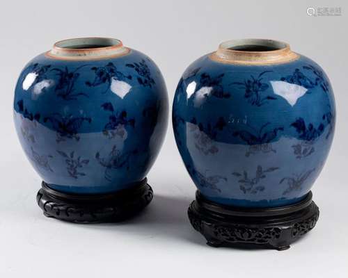 CHINA Pair of porcelain GINGER JARS with butterfli…