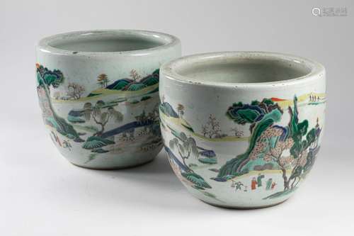 CHINA Pair of porcelain CACHE POTS and enamels of …